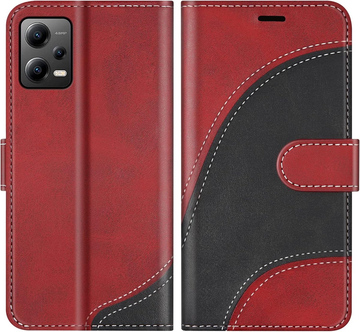 Hoesje voor Redmi Note 12 5G / Xiaomi Poco X5 5G, PU Lederen Bookcase Portemonnee Beschermhoes Telefoonhoesjes, Flip Case Beschermhoesje voor Redmi Note 12 5G / Xiaomi Poco X5 5G, Rood