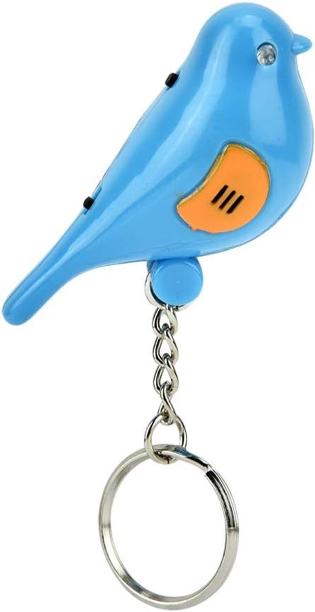 Finder - Vogelvorm, LED Whistle Key Finder Intelligente Spraakbesturing Sleutelhanger voor Portemonnees/auto/huisdieren/kinderen/tassen/koffers (met Batterij)(Blauw)