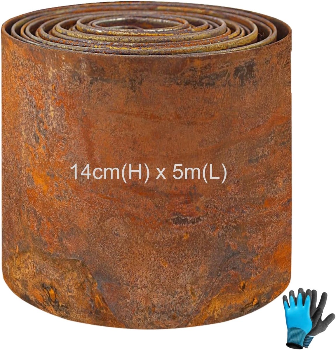 Metaal, 5 m, bloembedomranding, metaal met roestlook, 14 cm hoog gazonranden, cortenstaal, flexibele gazonrand, bedomranding, roest voor het beperken van bloembedden, tuinpaden, bomen