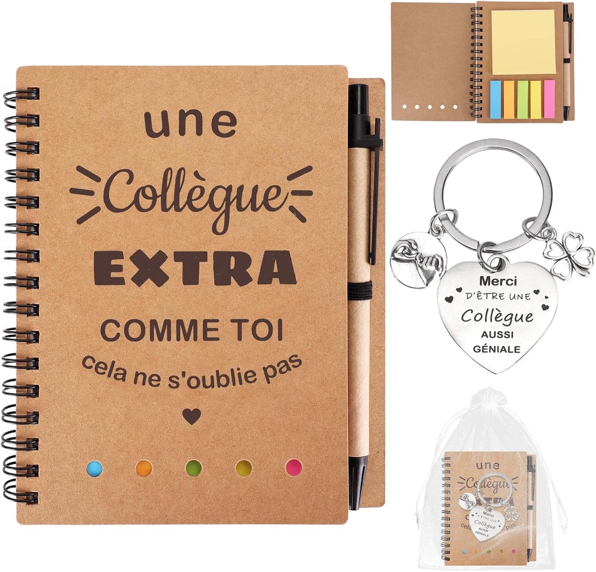 Collega Afscheid Cadeau Set, Notitieboekje en Sleutelhanger, voor Pensioen, Verjaardag, Kerst
