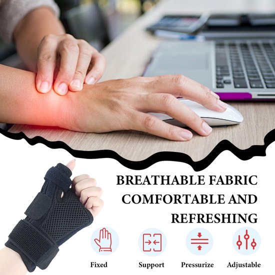 Lichte polsbandage bij RSI-syndroom en peesschedeontsteking, geschikt voor dames en heren, polsbandage voor krachttraining — afbeelding 4
