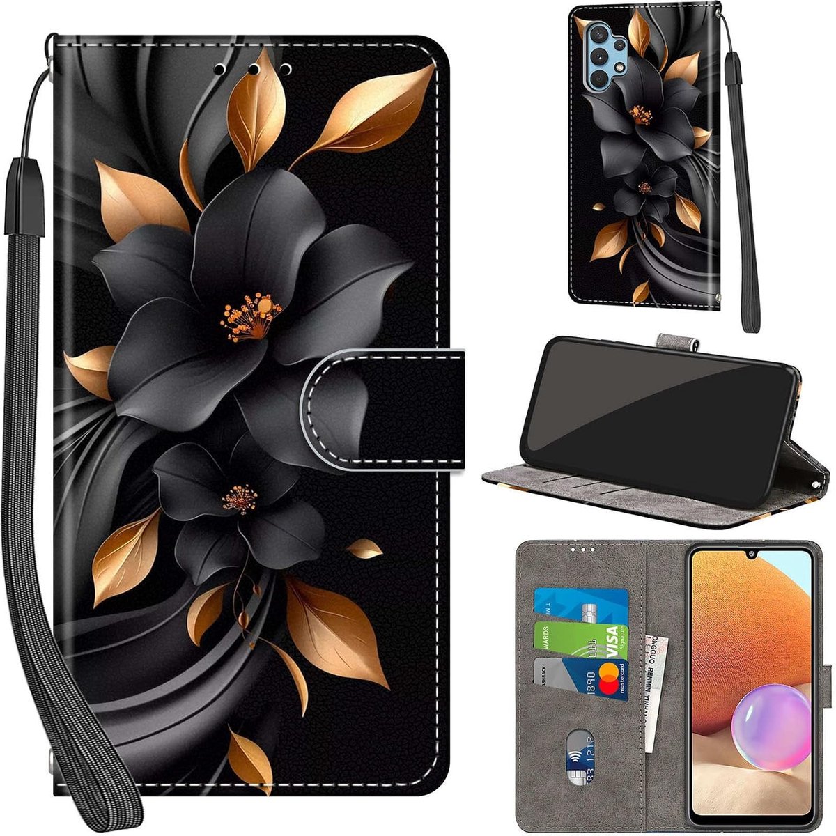 Portemonnee Telefoonhoes voor Samsung Galaxy A32 4G Bloemen