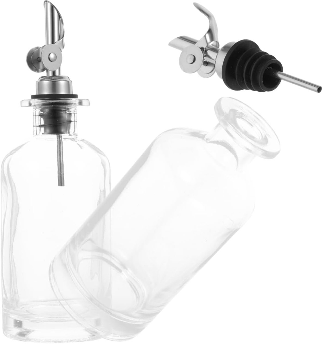 Azijn- en oliedispenserset van glas met mondstuk voor nauwkeurige dosering, praktische opbergflessen voor de keuken
