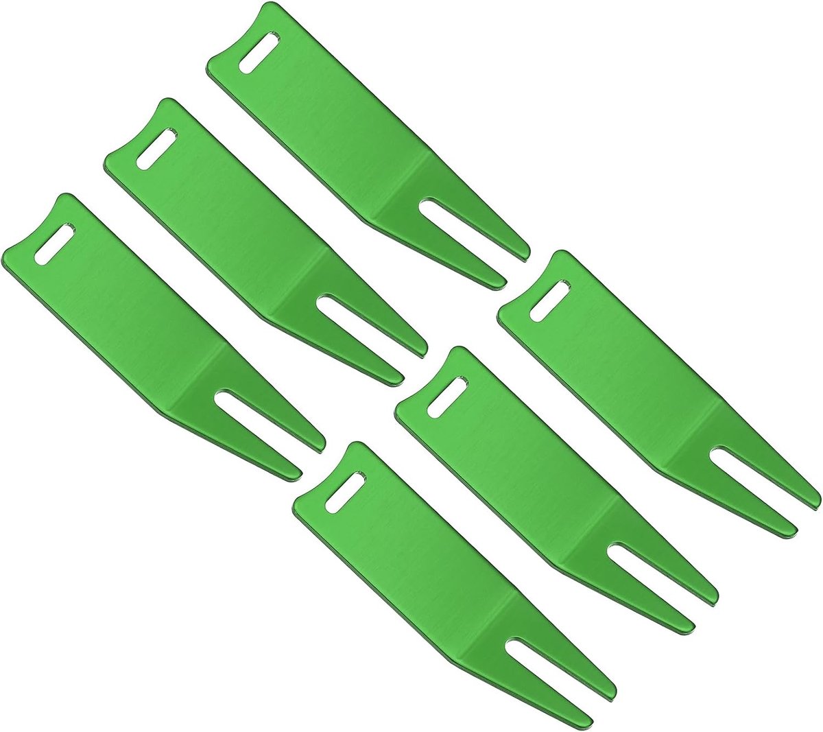 Divot reparatie tool, 6-pack golf divot tool gebogen spit golf groene divot vork bal mark reparatie tool voor golf golfer repareren, groen