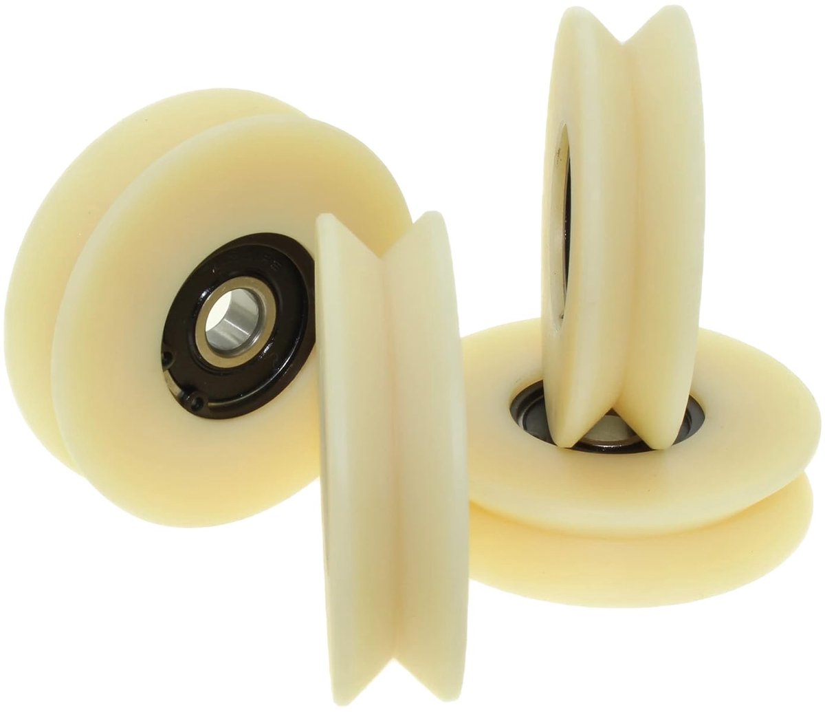 4 stuks polyamide nylon riemschijven voor schuifpoort, diameter 80 mm, met 90° V-groef, Made in EU