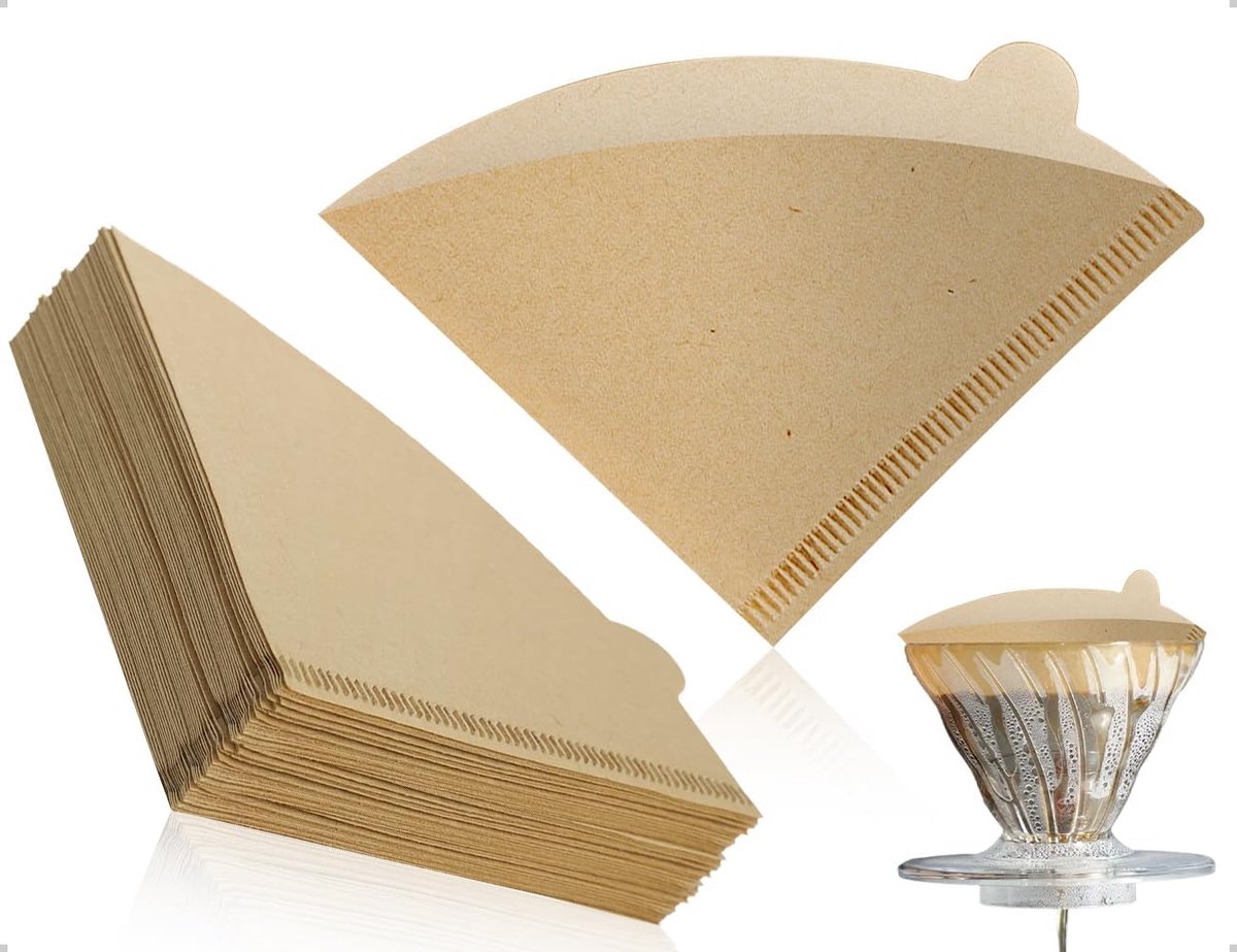 40 stuks V01 koffiefilterpapier, V-vormig formaat, 1 wegwerpfilter, geschikt voor handmatig infusie-koffiezetapparaten thuis, restaurant, hotel en kantoor
