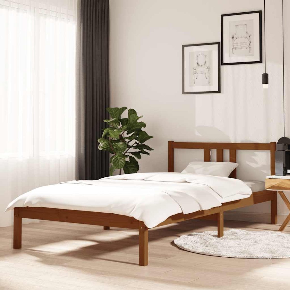 Grenenhout Modern slaapkamer Lattenbodem Honingbruin 100x200 cm