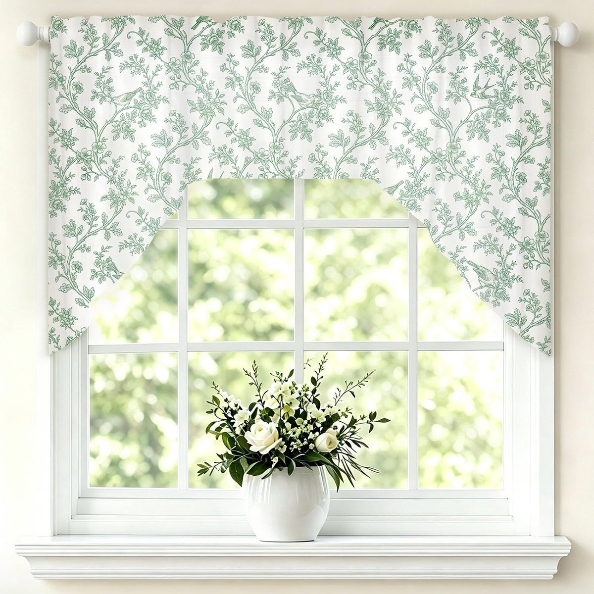 Swag Gordijnen Lichtgroen Korte Valances voor Raam Rod Pocket Semi Sheer Window Home Decor voor Woonkamer Keuken Badkamer Slaapkamer Ramen 56 inch Breed 1 Paneel