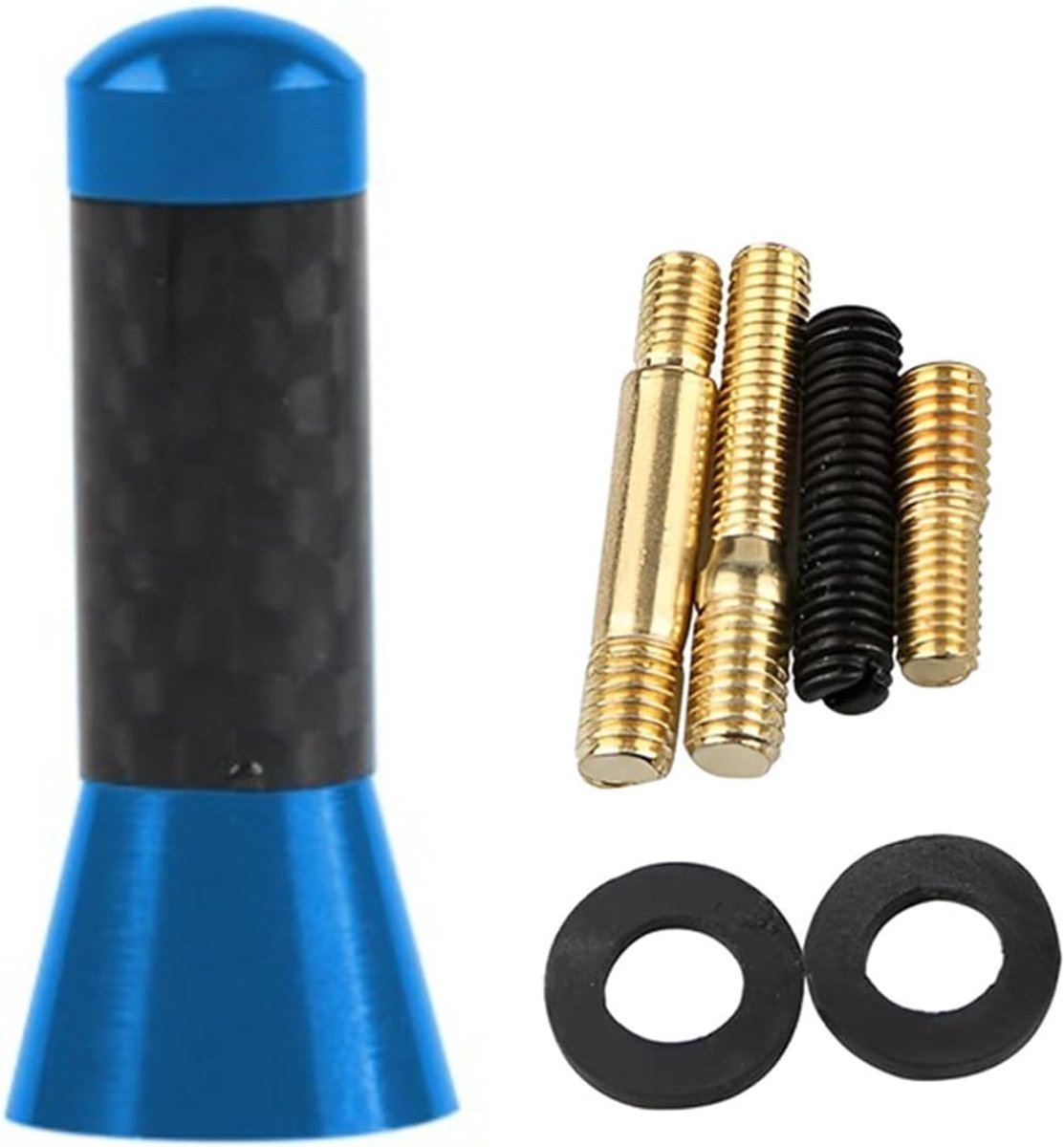 3,5 cm auto mini-antenne, aluminiumlegering met schroefdraad, universele vervanging voor FM/AM-radio-ontvangst, blauw