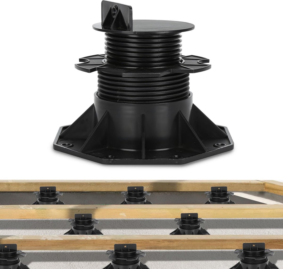 10x Stelzlager, in hoogte verstelbaar, terrasdrager 60-140mm, verstelbare terraspoot, plaatdrager, steunlager voor terrasplaten en houten onderbouw, WPC