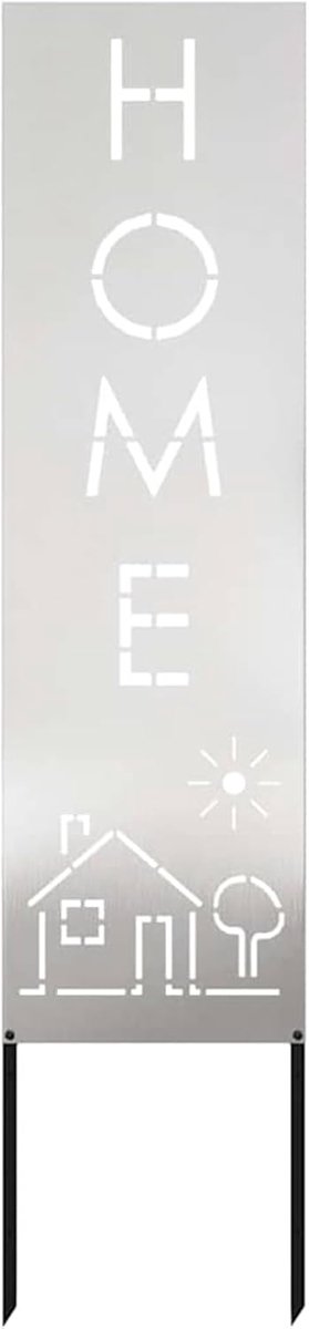Tuin, canvas, zilverkleurig, roestvrij staal, 32 x 140 cm, decoratieve, weerbestendige inkijkbescherming met ingelegd voor terras en balkon, eenvoudig in de grond te
