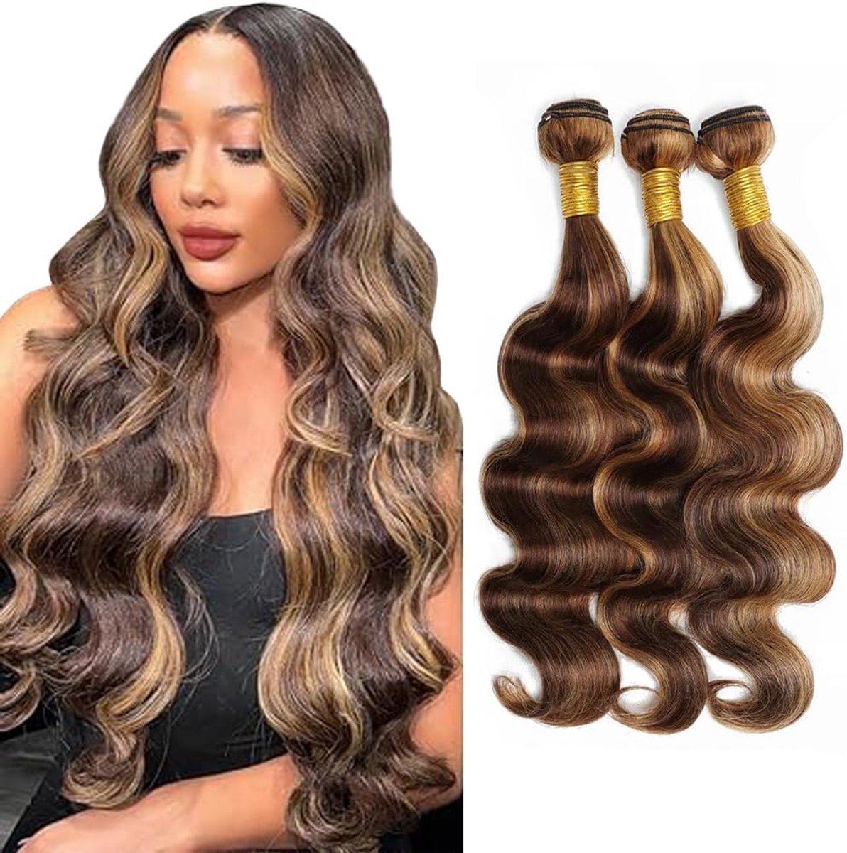 Wave Human Hair Bundles P427 Highlight Blonde Human Hair Extensions Menselijk Haar Extensions Sew in Hair 3 Bundles Real Hair Low Shedding for Woman 182022 Inch