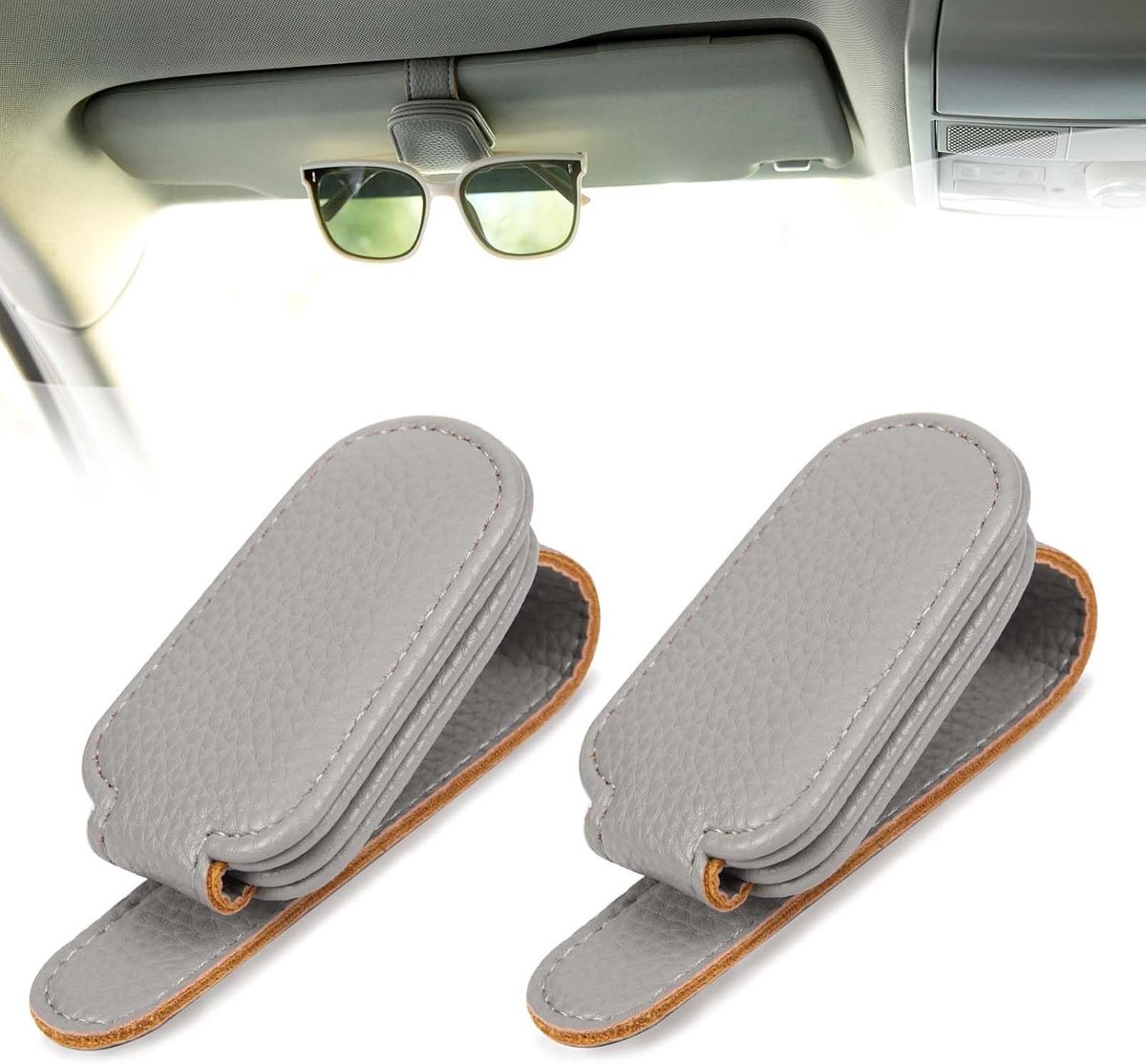 2 stuks brillenhouders auto clip brillenhouder auto bril magneet accessoires voor auto grijs