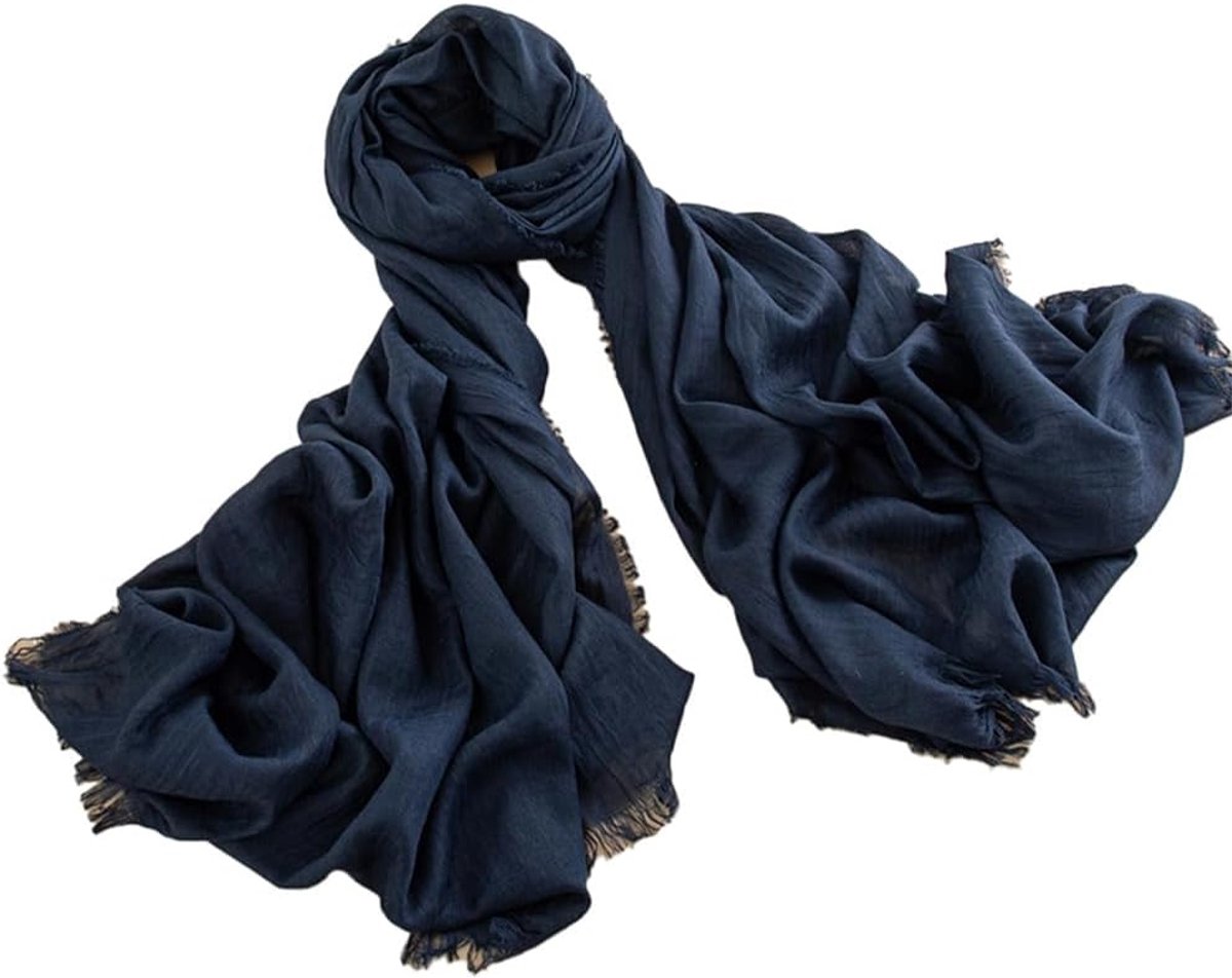 Pure kleur katoen linnen sjaal 100 x 180 cm stola zonwering strand halsdoek lange dunne zijden sjaals elegante avondjurk bruiloft sjaals wilde mode eenvoudig cadeau blauw 1#