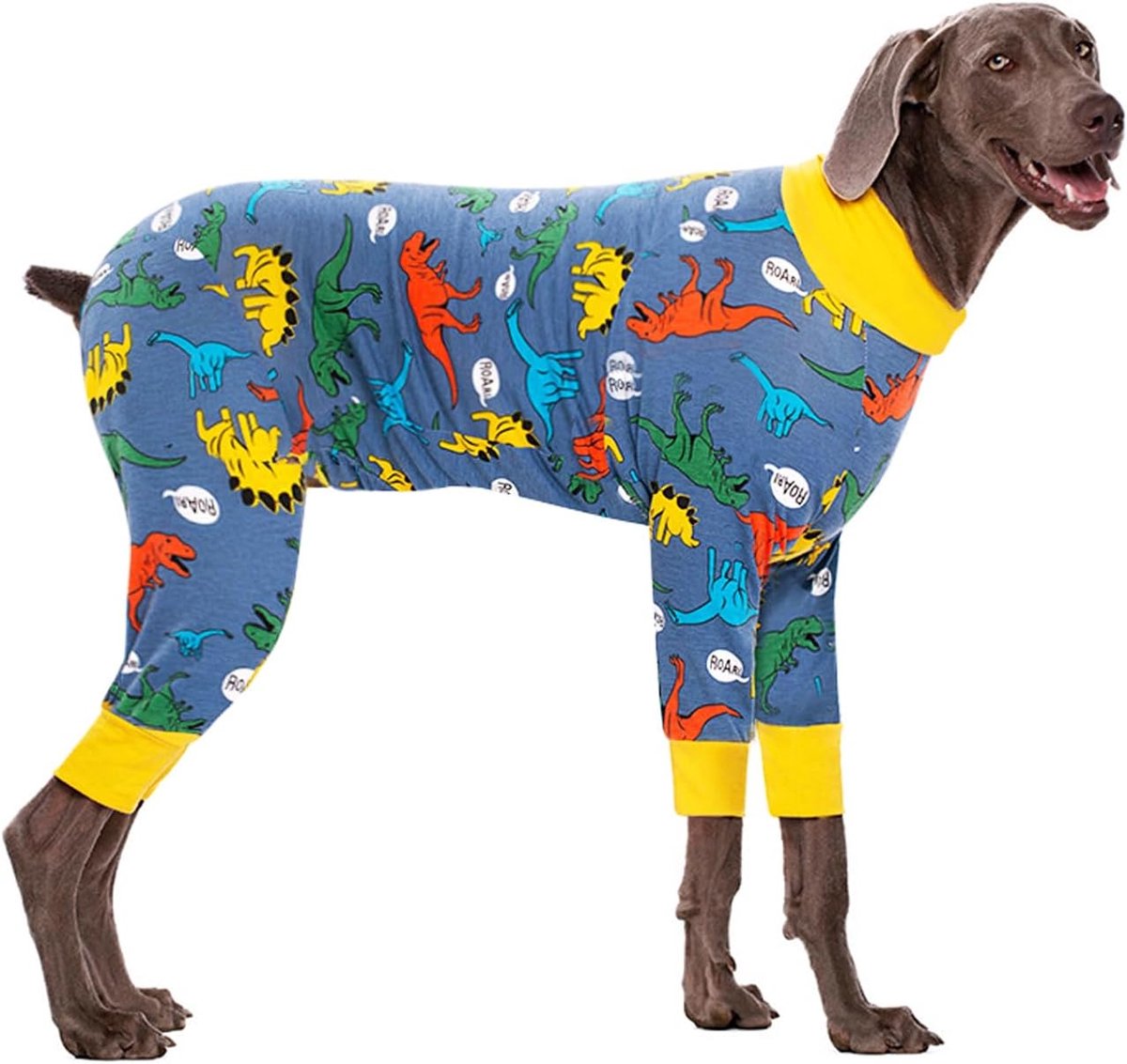 Herstelpak voor honden na de operatie, pyjama voor honden met vol lichaam, groot, medium, honden, herstelonesie, chirurgisch pak (geel blauw, 6XL)