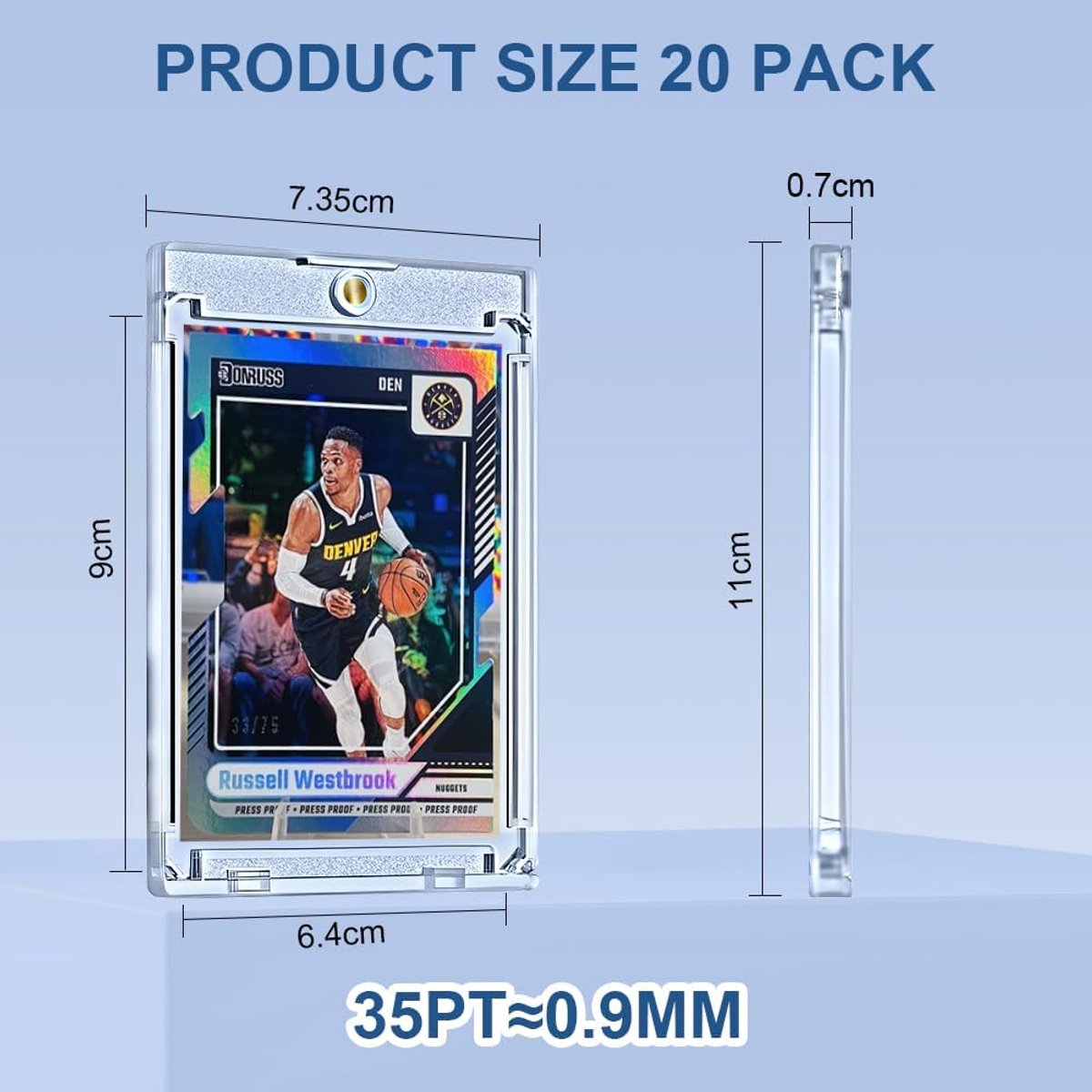 35PT Magnetische Kaartenhouder, 20 Stuks Heldere Magnetische Verzamelkaartenhouder met Één Aanraking, Opbergdoos, Weergave en Opslag voor Standaard Sport/Spel/Verzamelkaarten