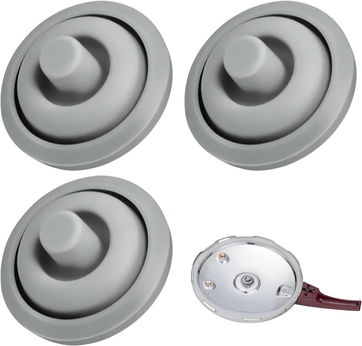 3 stuks siliconen kooksignaalafdichting, reserveafdichting voor snelkookpannen WMF Perfect & Perfect Plus, 2,5 l - 8,5 l, diameter 18 cm en 22 cm, hittebestendig, niet giftig en gemakkelijk te