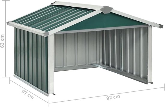 Schuur voor grasmaaier, grasmaaier, garage, voor robot, grasmaaier, verzinkt staal, groen, 92 x 97 x 63 cm — afbeelding 2