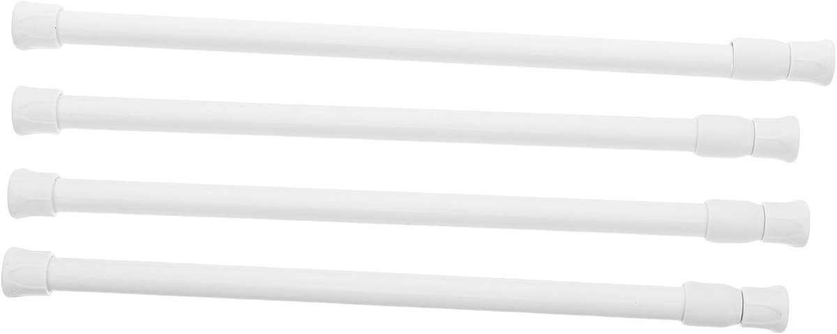 4 stuks veergordijnroede: 30-50 cm verstelbare lengte spanstangen - telescopische stang voor keuken, badkamer, kast, garderobe, raam, boekenplank, doe-het-zelfprojecten