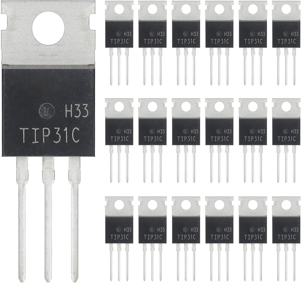 TIP31 Transistor NPN silicium vermogenstransistor 3A 100V Darlington transistors voor doe-het-zelvers TO-220 (verpakking van 20 stuks)