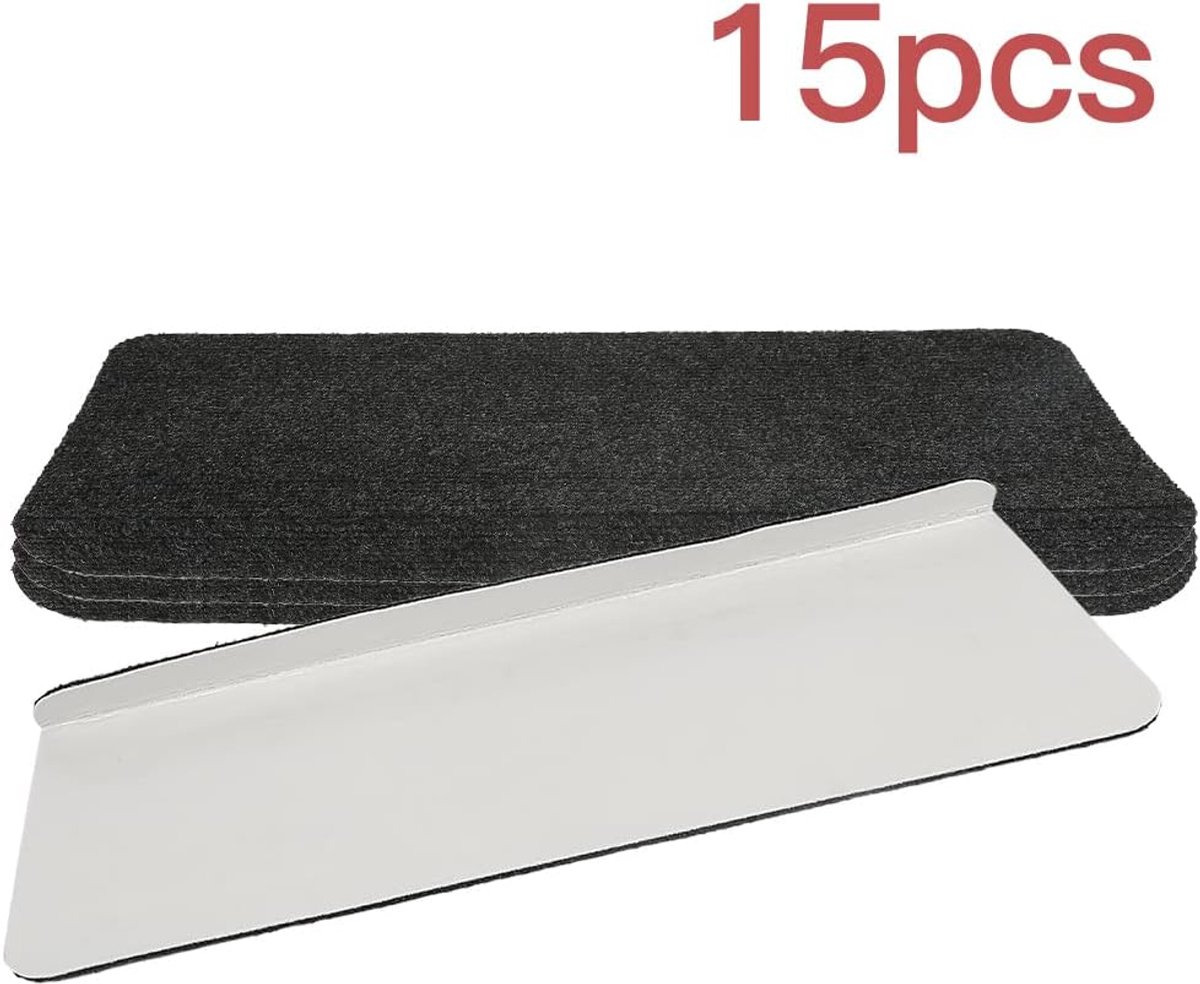 Trapmatten, trede in 3 kleuren, zelfklevend en duurzaam, zwart/grijs/lichtbruin (25 x 65 cm) (zwart)