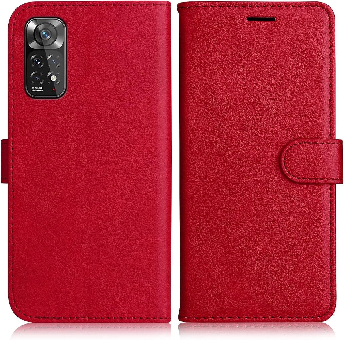 Hoesje voor Redmi Note 11 4G / Note 11S 4G, Magnetisch PU-Lederen Hoesje met Kaartsleuven Kickstand, Portemonnee Hoesje voor Redmi Note 11 4G, Rood