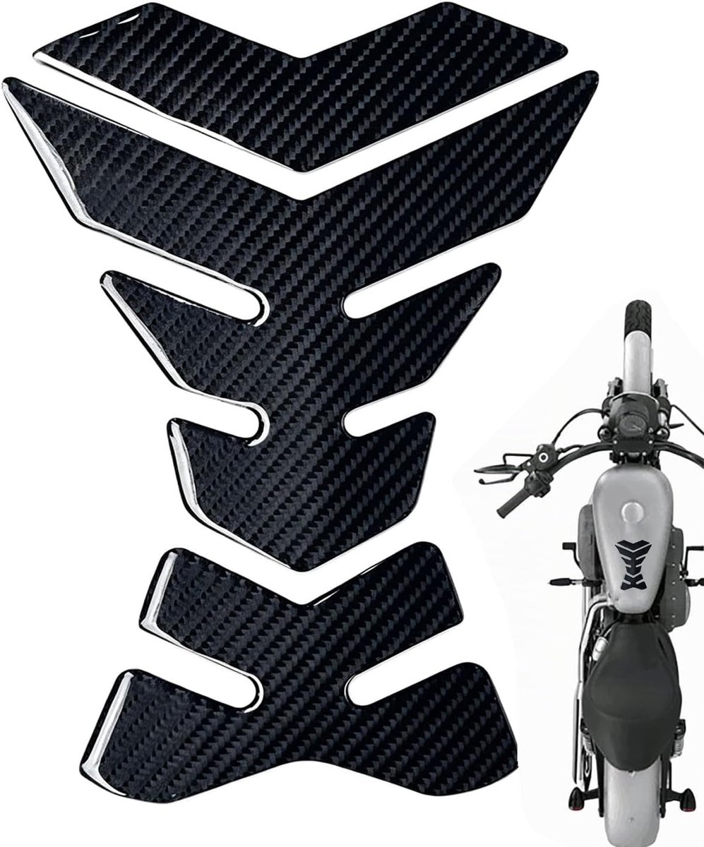 3D-motorfiets tankpad visgraatmotief - antislip tankbescherming van PVC (21 x 14 cm) - universeel passend