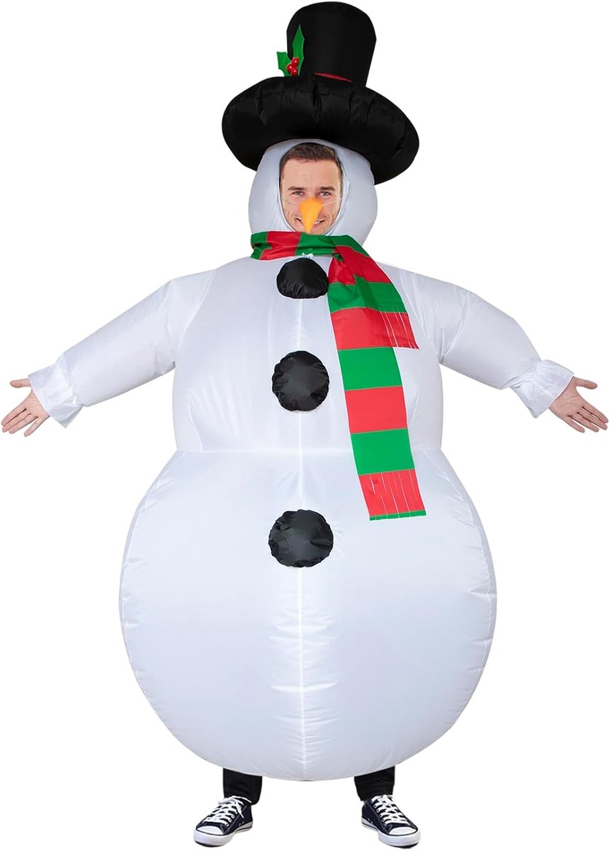 Opblaasbaar sneeuwmankostuum, kerstkostuum, grappige opblaasbare sneeuwmankostuums voor volwassenen en kinderen, cosplay, kostuumfeestkostuums