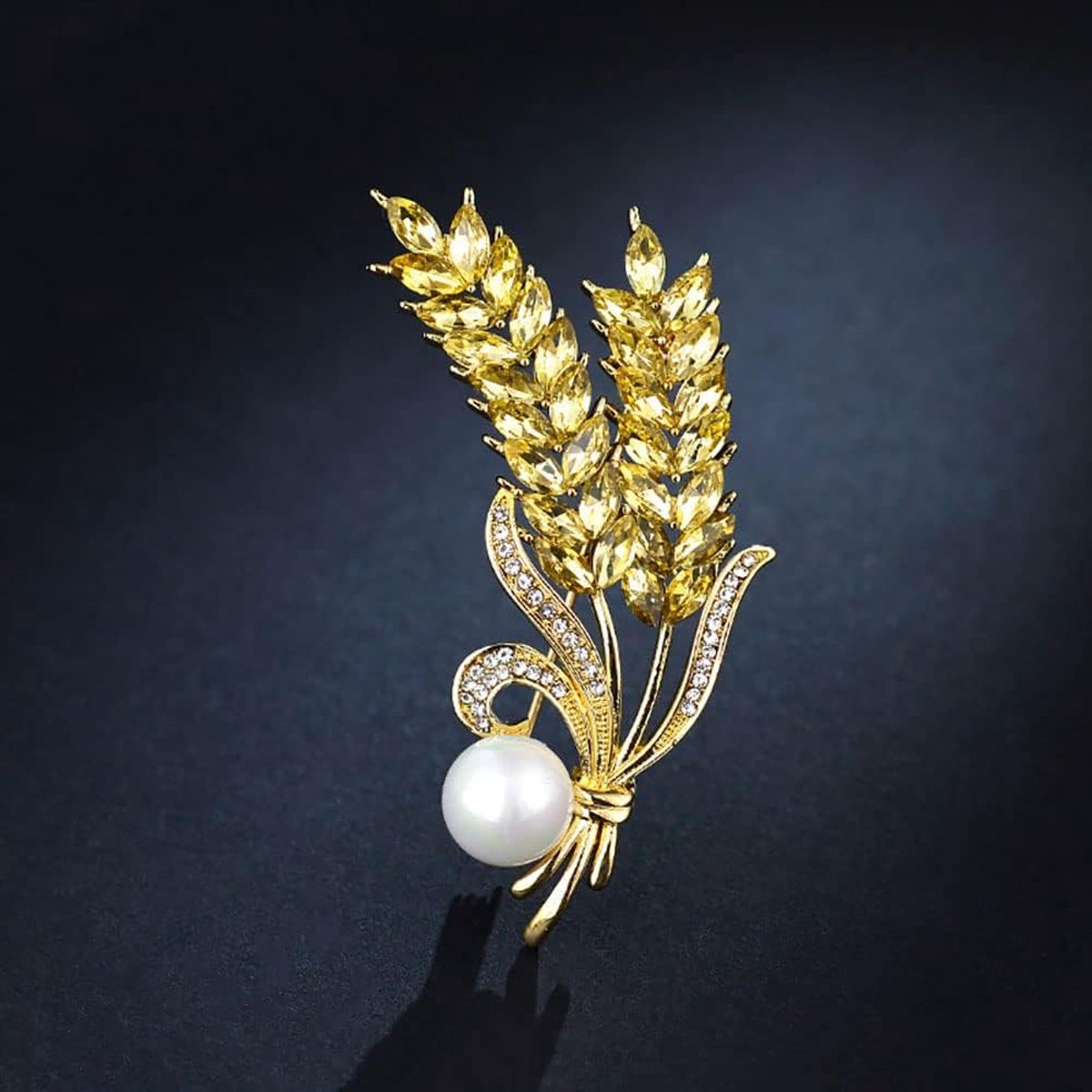 Crystal Bruiloft Broche Goud Oor van Tarwe Broche Premium Sprankelende Strass Kleding Accessoires Handwerk