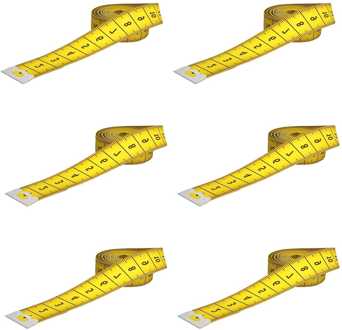 Dailygoods- Meetlint 200 cm - Dubbelzijdig - Kleermakersmeetlint - Meetlint Lichaam - 6 Stuks - Flexibel Vinyl - Naaimateriaal