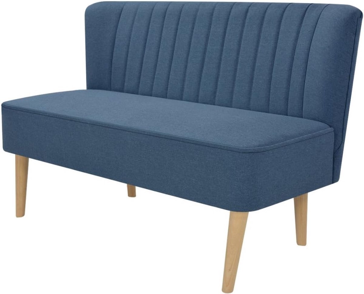 Sofa 2-zitsbank 2-zitsbank loungesofa woonkamersofa stoffen bekleding houten frame 117x55,5x77cm voor woonkamer kantoor - blauw