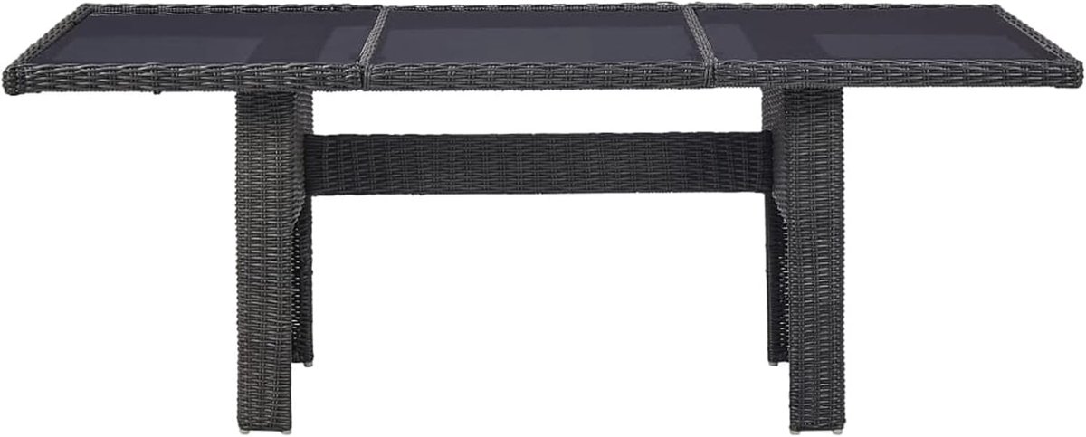 Tuintafel, rotan van PE-rotan, balkontafel, tuinmeubilair, terrastafel, eettafel, 200 x 100 x 74 cm, bistrotafel, bijzettafel, tafel, terras, tuin, balkon, zwart