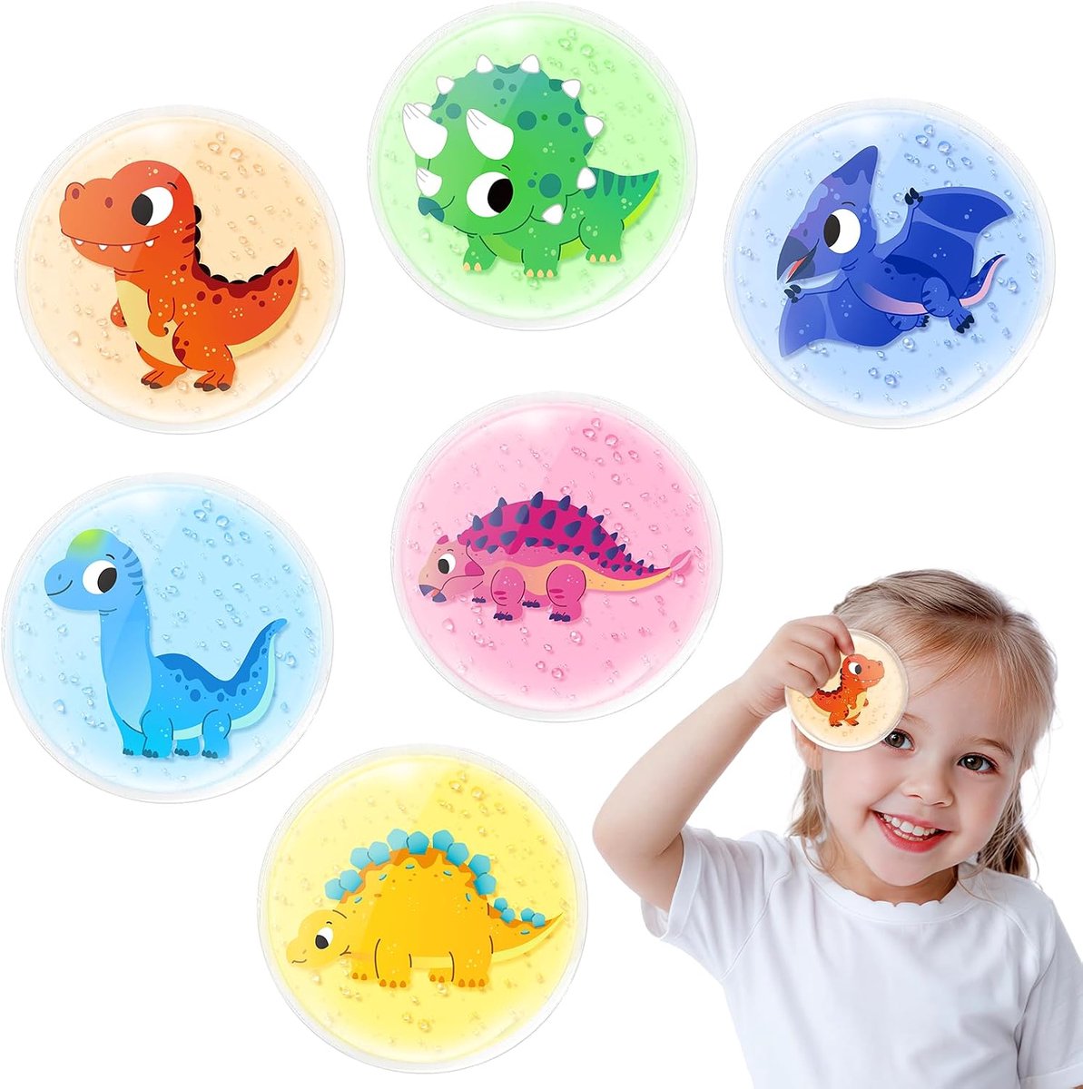 Koelpads voor kinderen, niet-giftige gel, 6 stuks, 8 x 8 cm