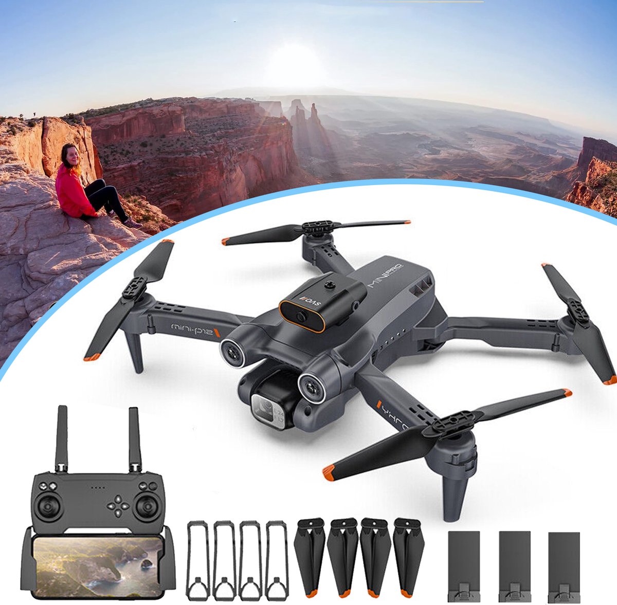 Drone Met Camera - Rc-Quadcopter Voor Beginners - Opvouwbare Minidrone - FPV Real-Time Transmissie - Intelligente Obstakelvermijding