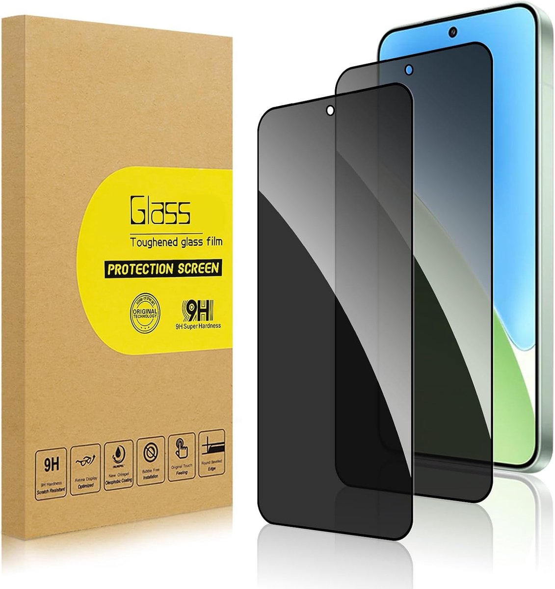 Screen Protector voor Xiaomi 15, Anti-Spion Gehard Glas Film Schermbeschermer, 2-Stuks Elk