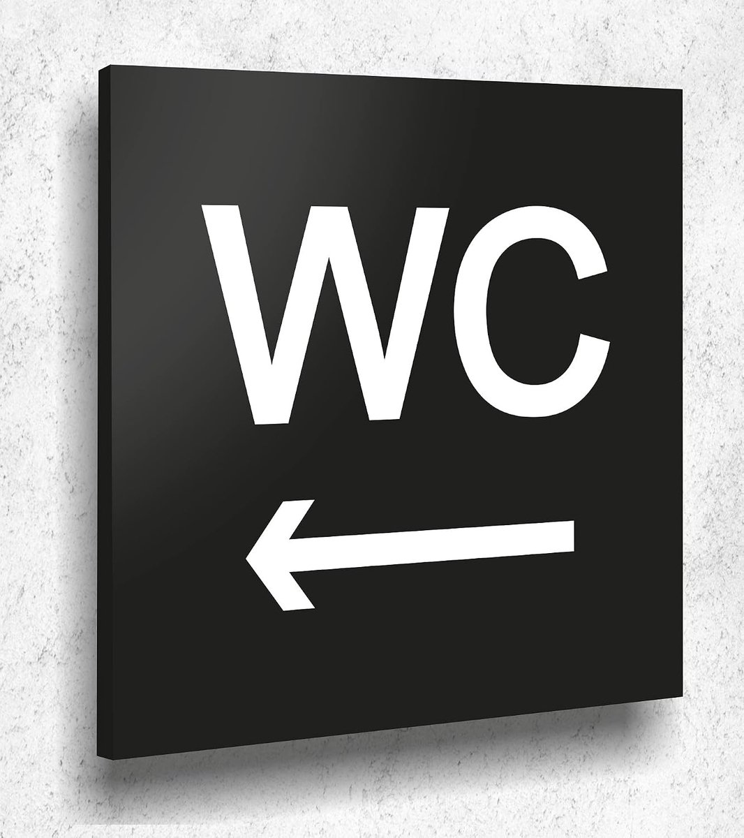WC Links schild zwart mat UV druk 12 x 12cm - 3mm acrylglas - Made in Germany art.nr. A 2016