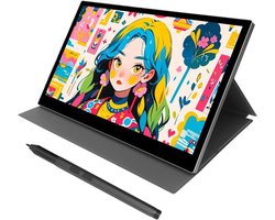 15,6 inch grafisch tablet met display, 16.384 drukniveaus, volledig gelamineerd scherm (120% sRGB, 1920 x 1080 pixels), batterijloze pen met 10 veren