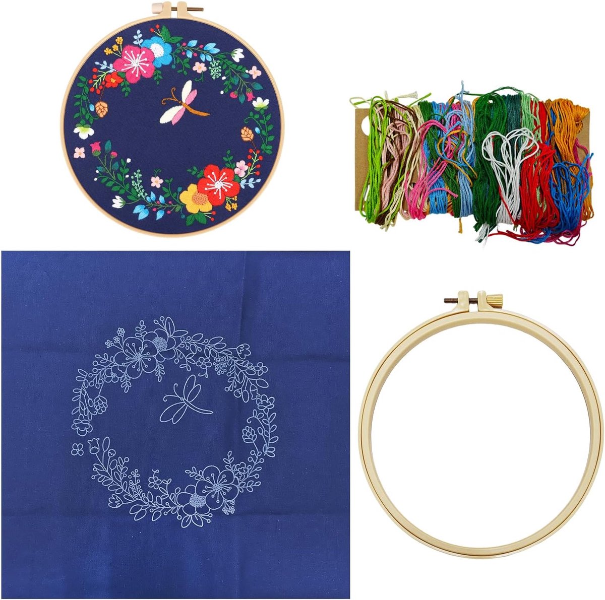1 set borduurmaterialen met bloemenpatroon, handgemaakte borduurmaterialen, naai-accessoires, borduurdecoratie maken