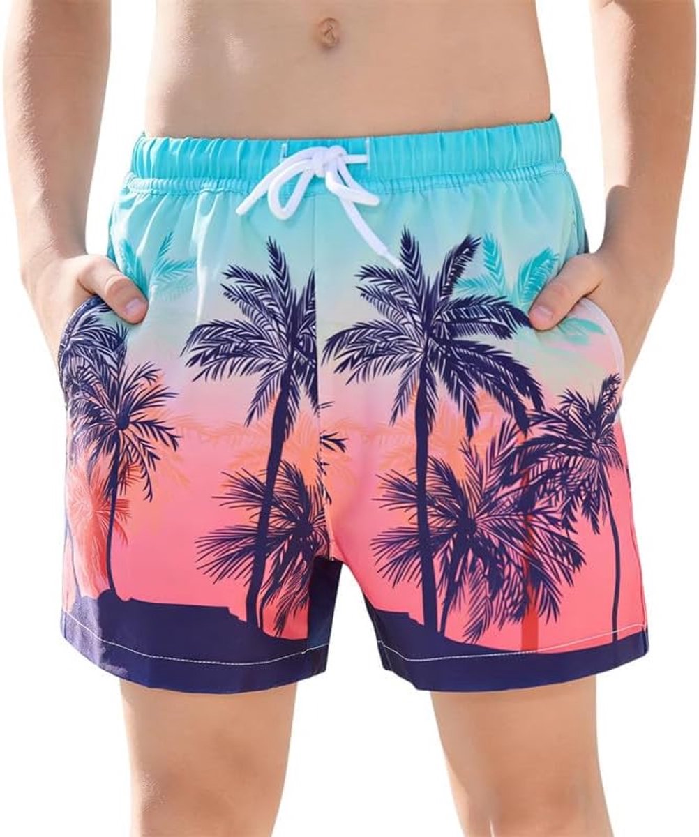 Zwemshorts voor jongens met mesh-voering, badpak voor jongens, jongeren, sneldrogend, licht, surfshorts voor strand en zee