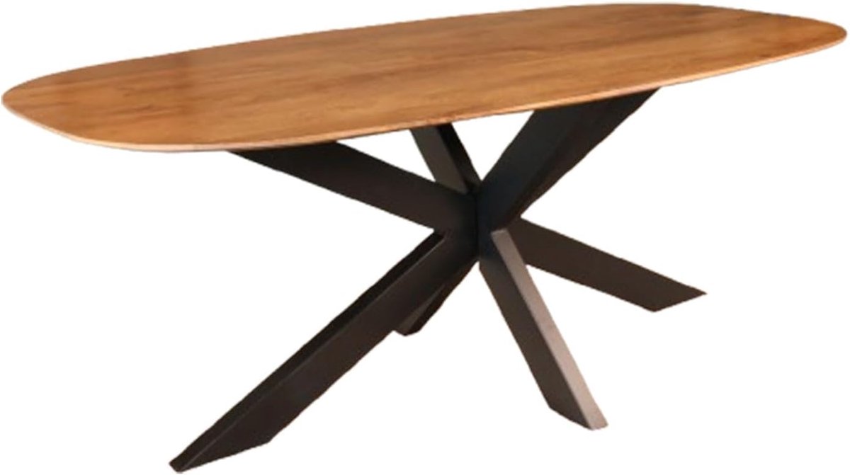 Eettafel deens ovaal mangohout 200cm Austin lichtbruin ovale tafel duurzaam mango eetkamertafel