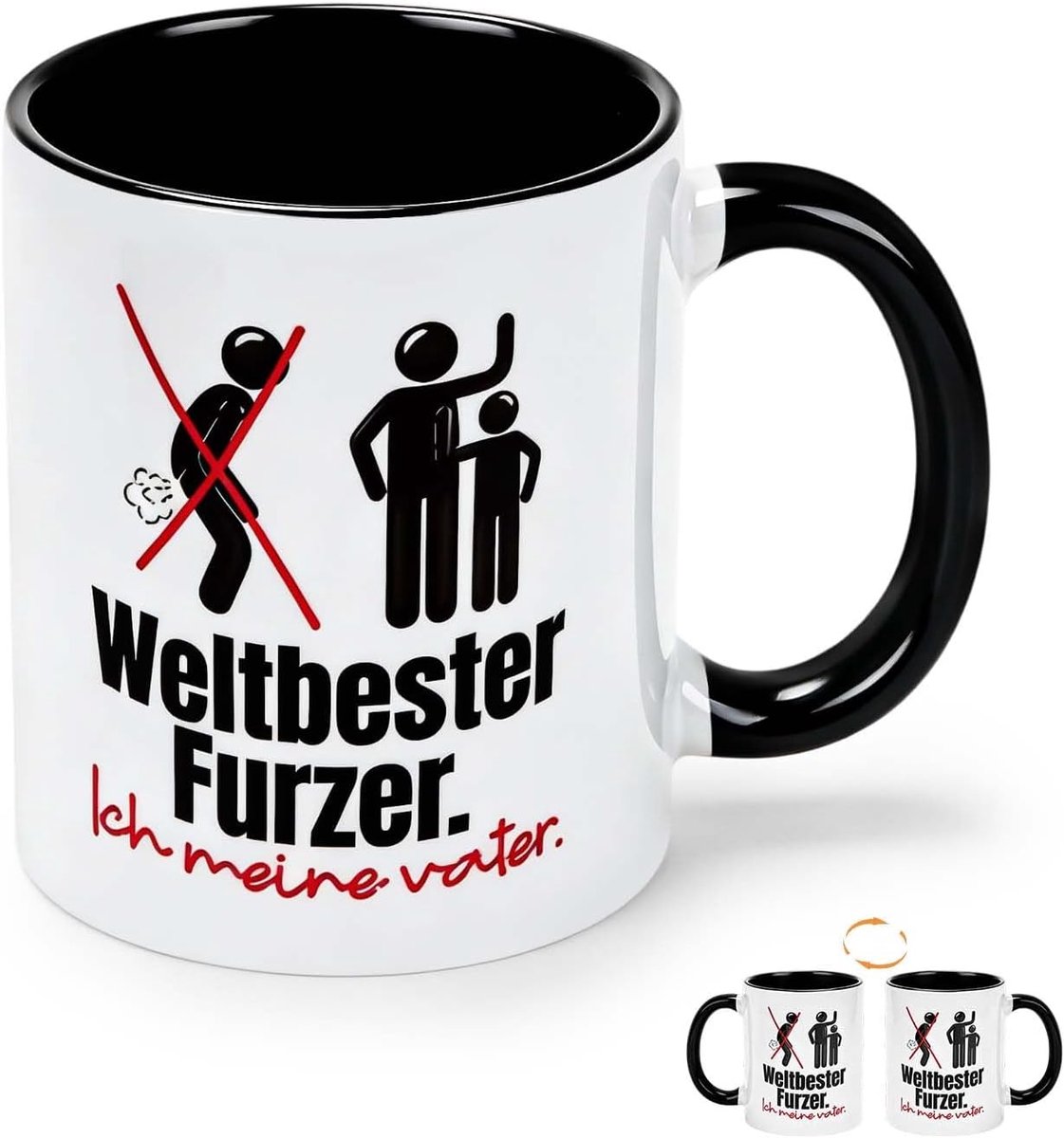 Furzer - Ich meine Vater - Papa mok met spreuk voor, 320 ml, zwart, Vaderdagcadeau voor papa van zoon & dochter, cadeau-idee voor Vaderdag