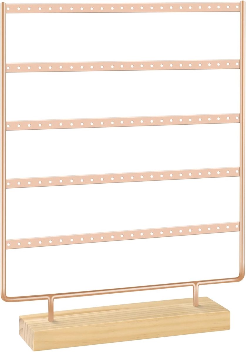 Organizer, 5-laags oorbel organizer met 60 paar capaciteit, houten basismetalen oorbel display, sieraden opslag en display voor thuis winkel, geschikt voor vrouwen
