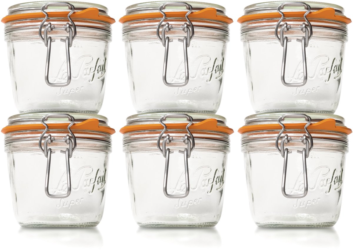Le Parfait 500ml/gr Weckpotten Set (6x 500ml) | OP=OP VOORDEELSET | 6 Weckpotten van 500 ML | Premium A-kwaliteit | Robuust en Voedselveilig | Ideaal als voorraadpot, inmaakpot of conserveerpot | Made in France
