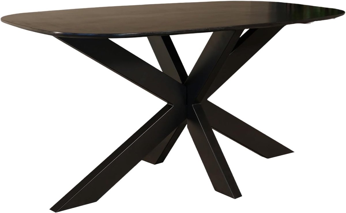 Eettafel deens ovaal mangohout 160cm Austin zwart ovale tafel duurzaam mango eetkamertafel