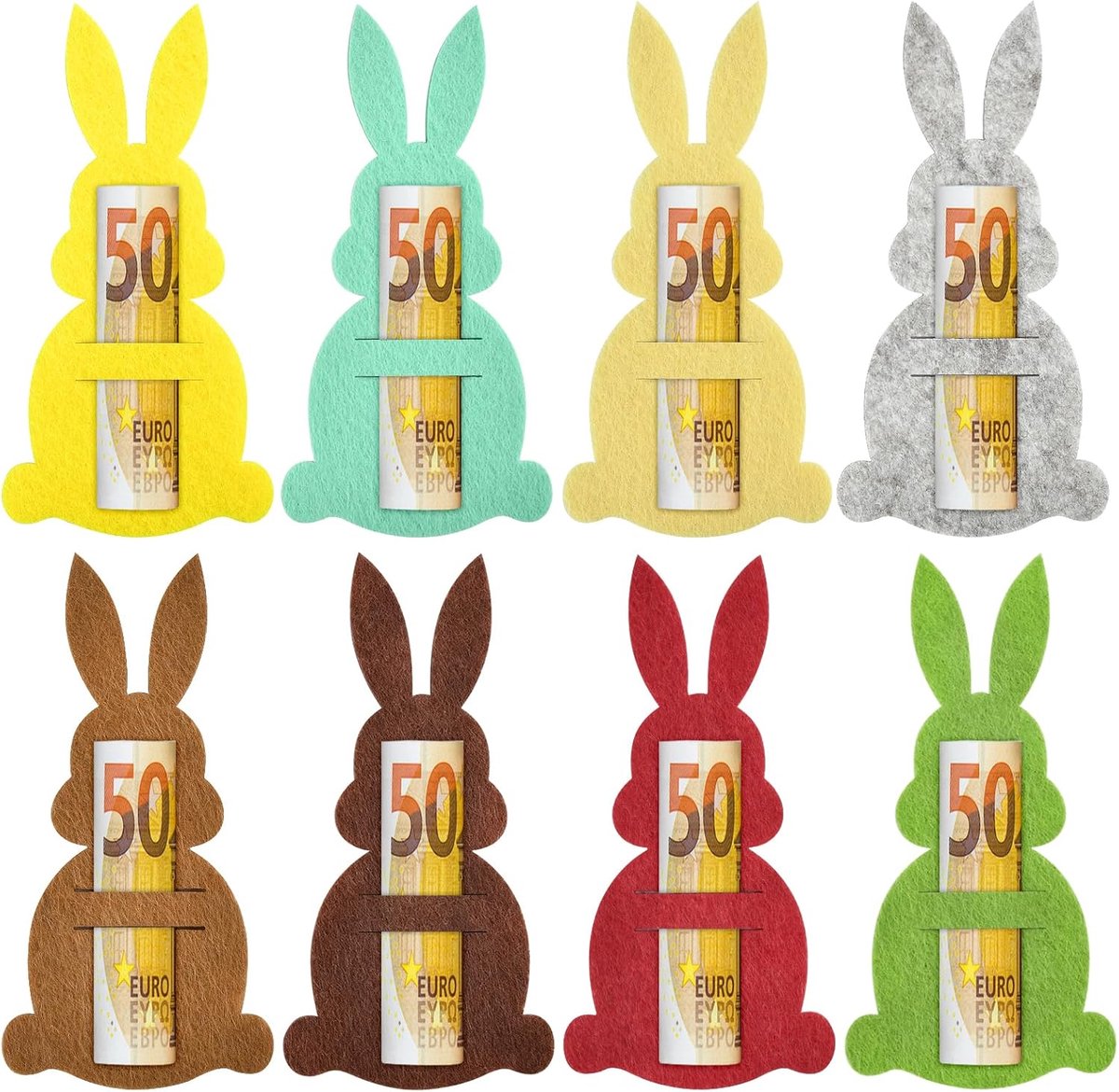 8 stuks paasgeldhouders contant geld, paasgeldverpakking, paasgeldhouder, perfect voor het verpakken van paasgeschenken, grappige paasdecoraties van vilt