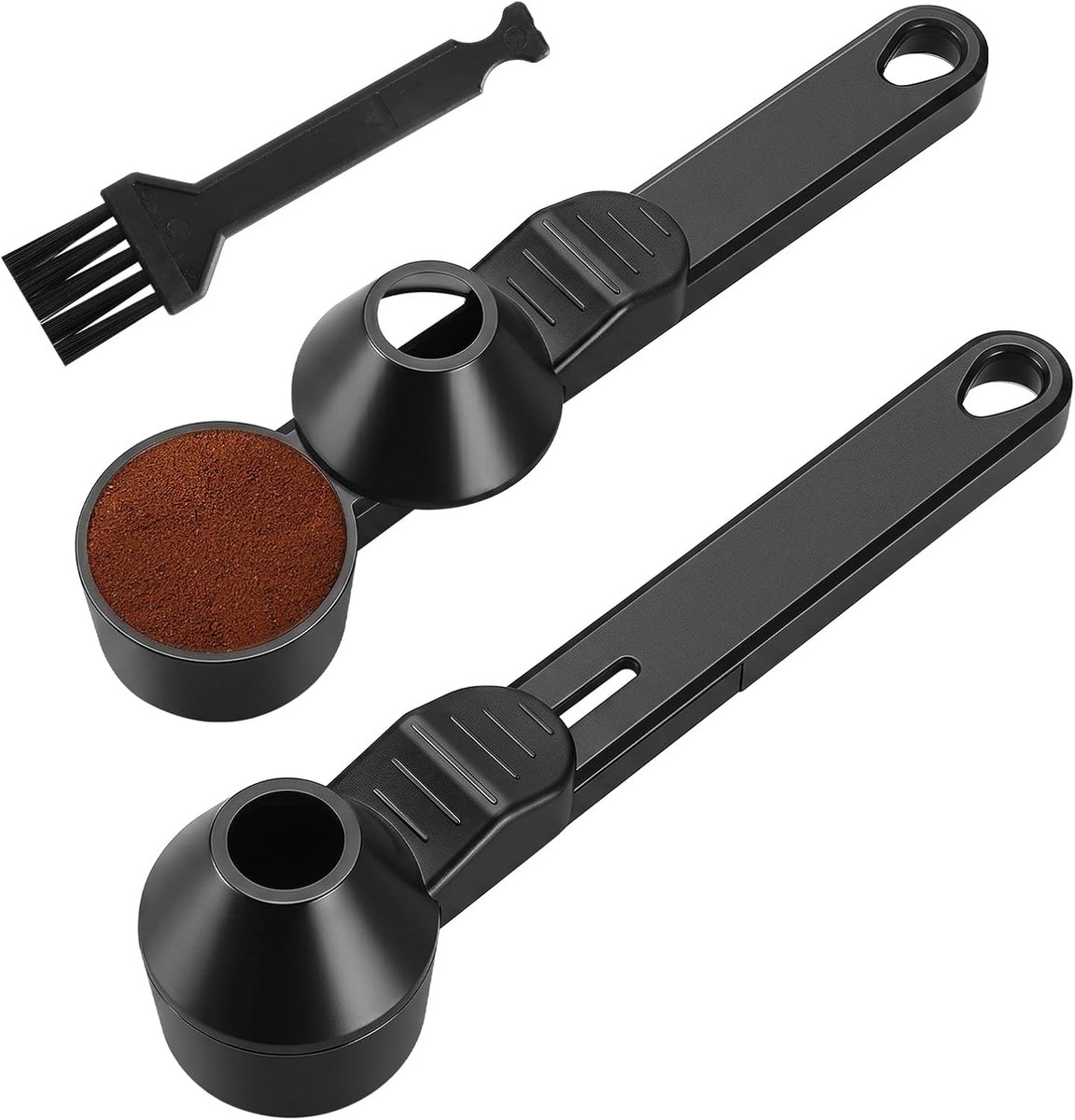 2 stuks koffielepels met trechter, 2 eetlepels koffielepels voor gemalen koffie, koffielot als portioneerder voor het vullen van navulbare capsules, doseerlepel met lange handgreep