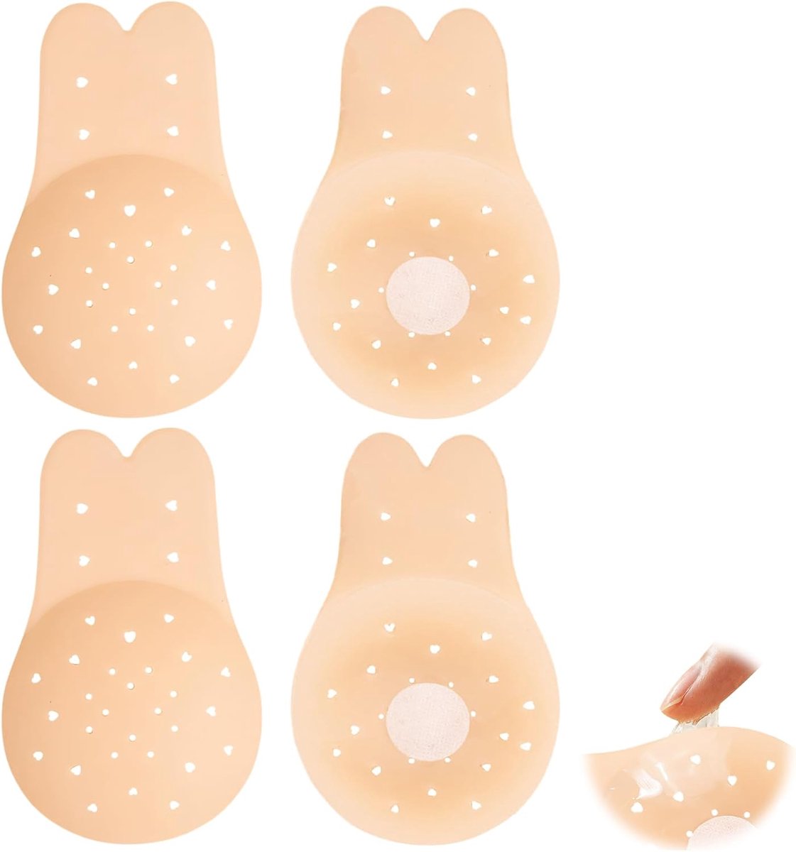 2 paar zelfklevende push-up beha's, zelfklevend, tepelafdekking voor dames, push-up, geschikt voor tops, blote rug, avondjurken, badpakken enz