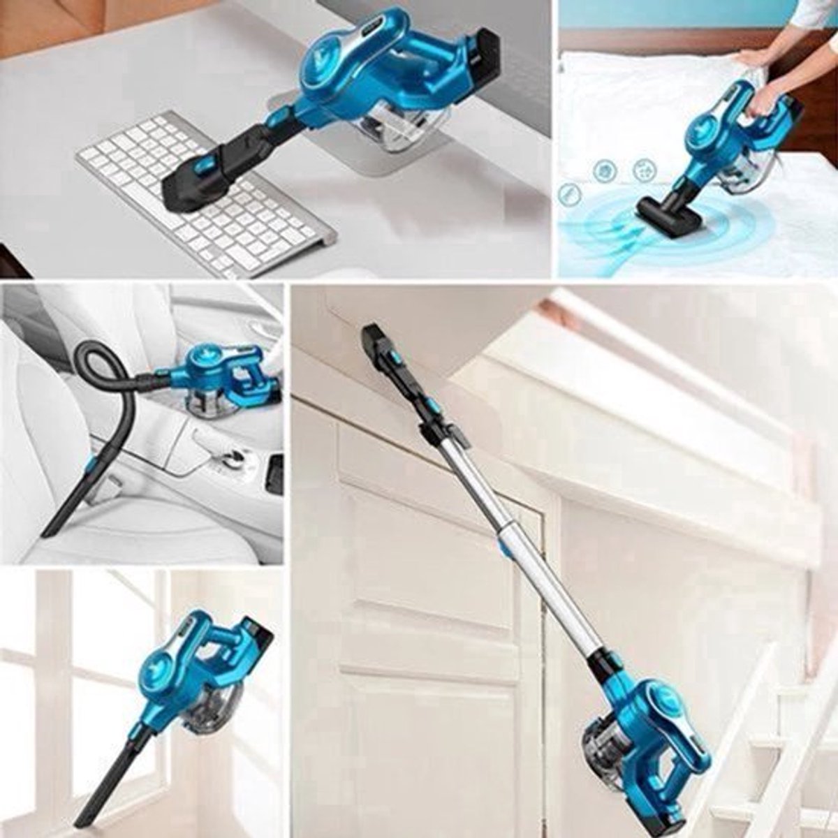 Steelstofzuiger Draadloos - Steelstofzuiger - Stofzuiger - Steelstofzuiger Snoerloos - Krachtige Zuigkracht - 25Kpa - 250W - Blauw