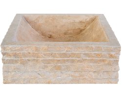 Vierkante Waskom Alur Kuipvormig – 40x40x15 cm – Crème – Natuursteen