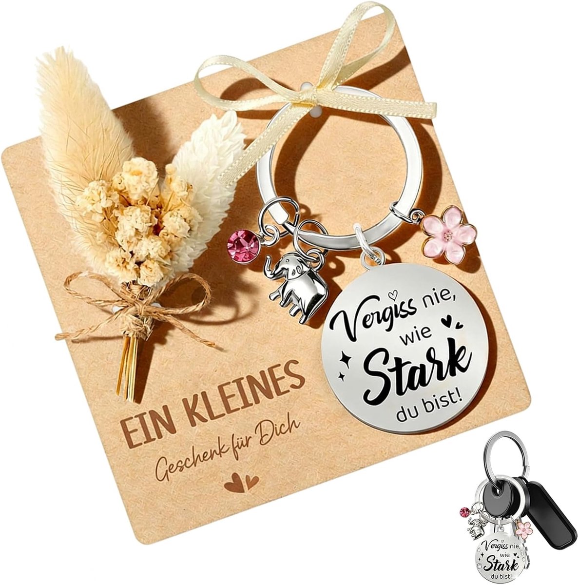 Cadeau voor vriendin – sleutelhanger als geluksbrenger, klein cadeau voor vrouwen, beste vriendin, zus, collega Mutmacher cadeau voor verjaardag, herstel, eerste schooldag